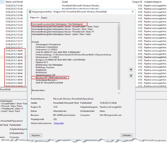 D:\Holger\OneDrive\Dokumente\Gruppenrichtlinien Buch\Gruppenrichtlinien verwalten mit Powershell\Powershell - 14 - Modulprotokollierung Eventlog Beispiel.png